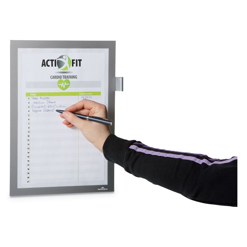 Durable DURAFRAME Note Sign Holder, 8 1/2" x 11", Silver Frame 477323