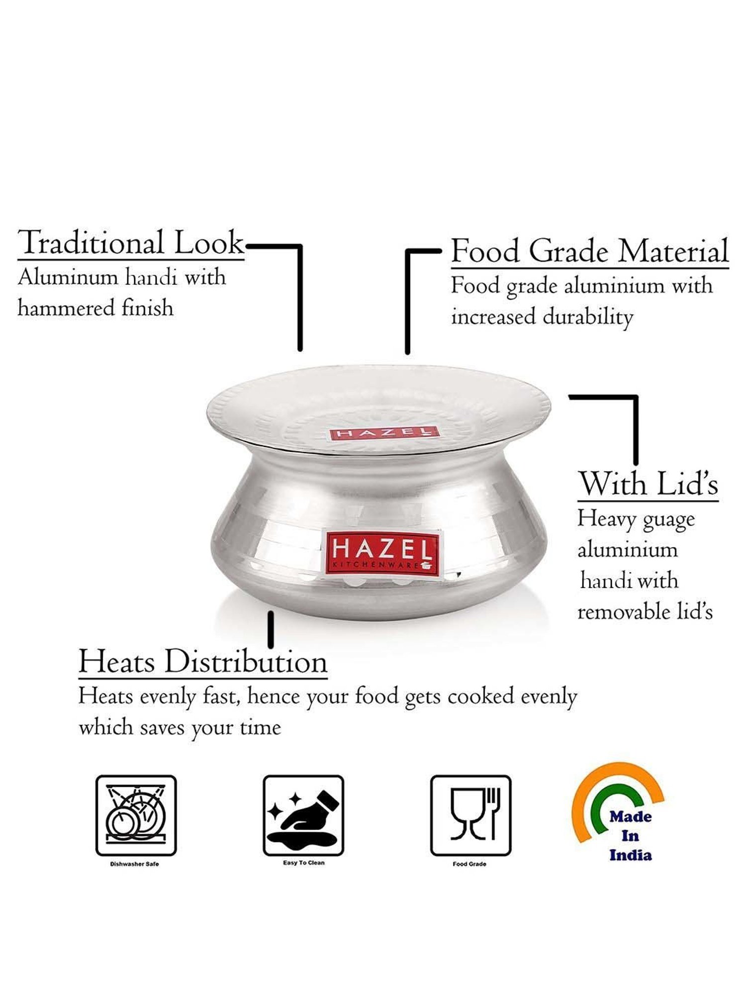 Wonderchef Ebony Hard Anodized Non-stick Biryani Handi with Lid