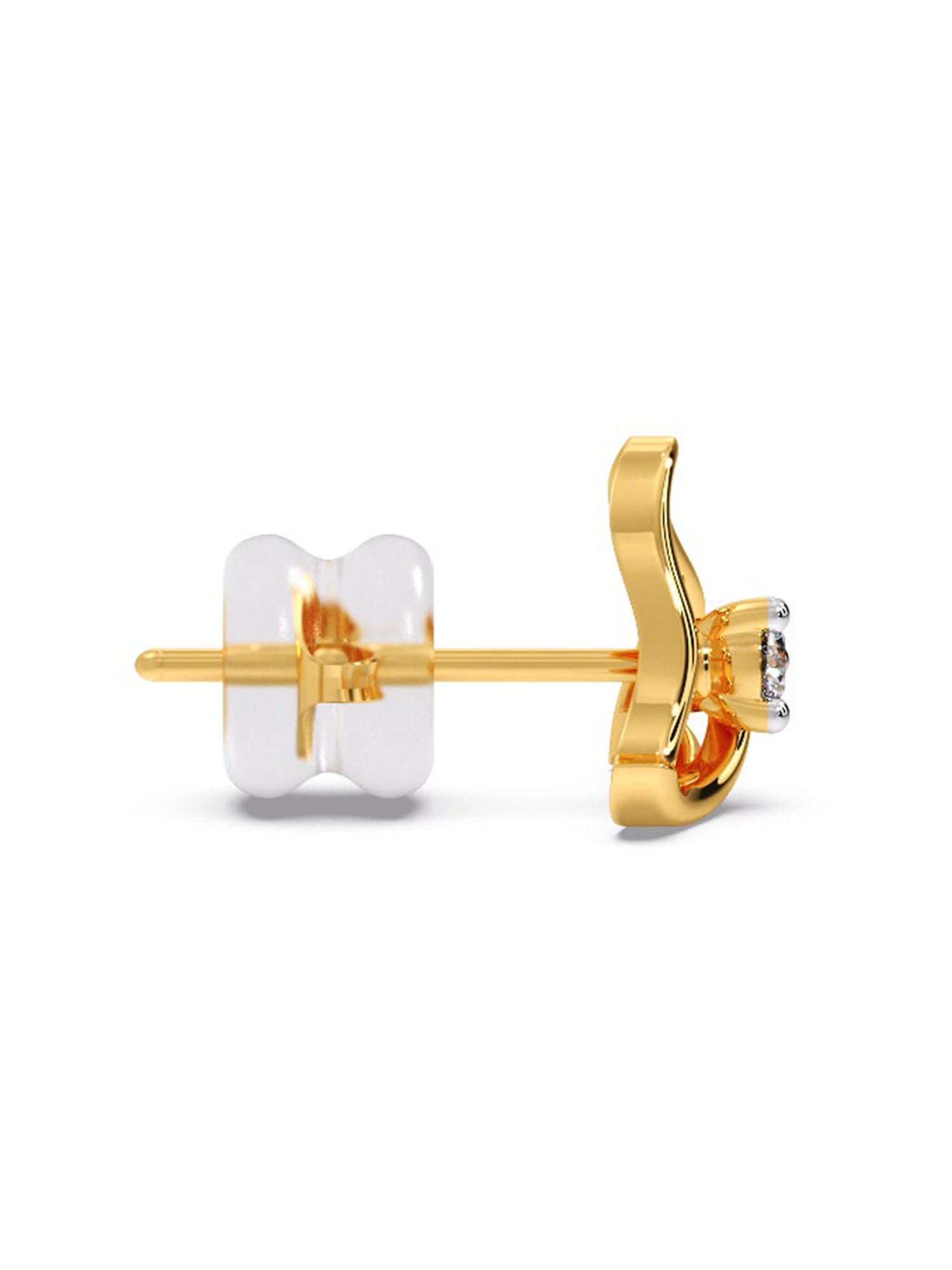 Candere by Kalyan Jewellers Stylish 18K Yellow Gold and Diamond Stud Earrings