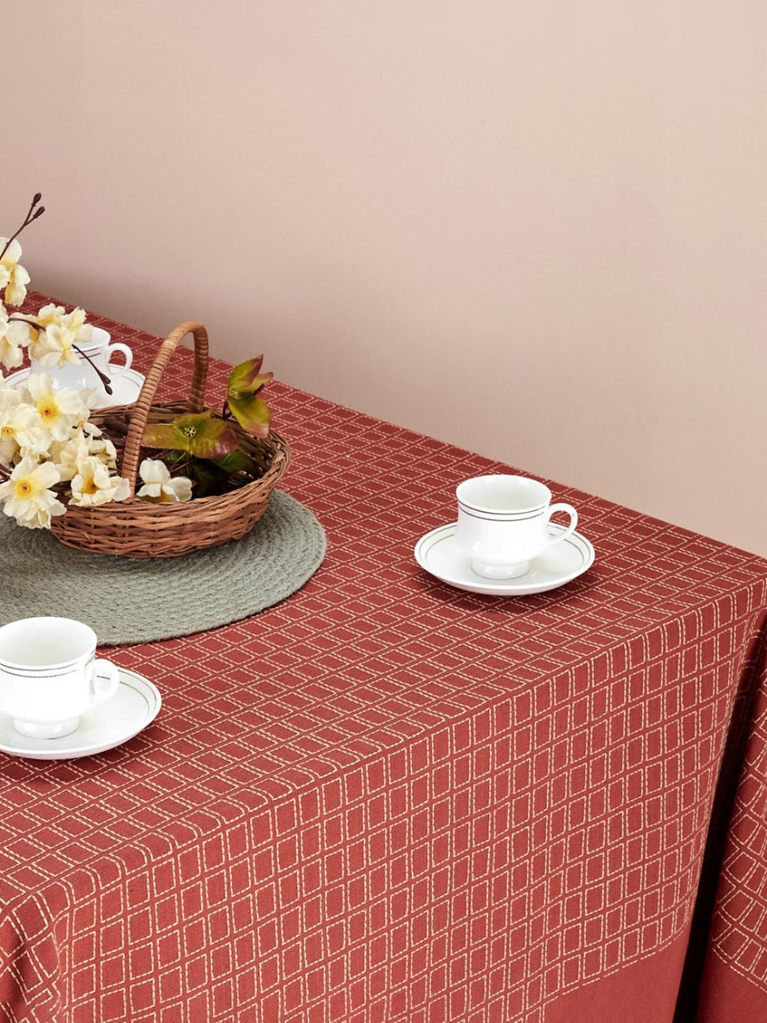Fabindia Rust Cotton 70 TC 200 GSM Drithi Table Cover - Set of 4