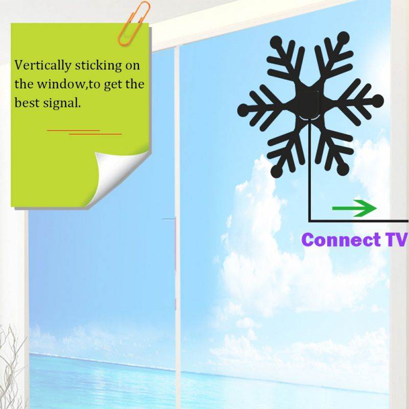 25dB Indoor Digital TV Aerial Digital HDTV Antenna 80 Miles TV Radius Antenna VHF UHF Antenna with Universal Connector