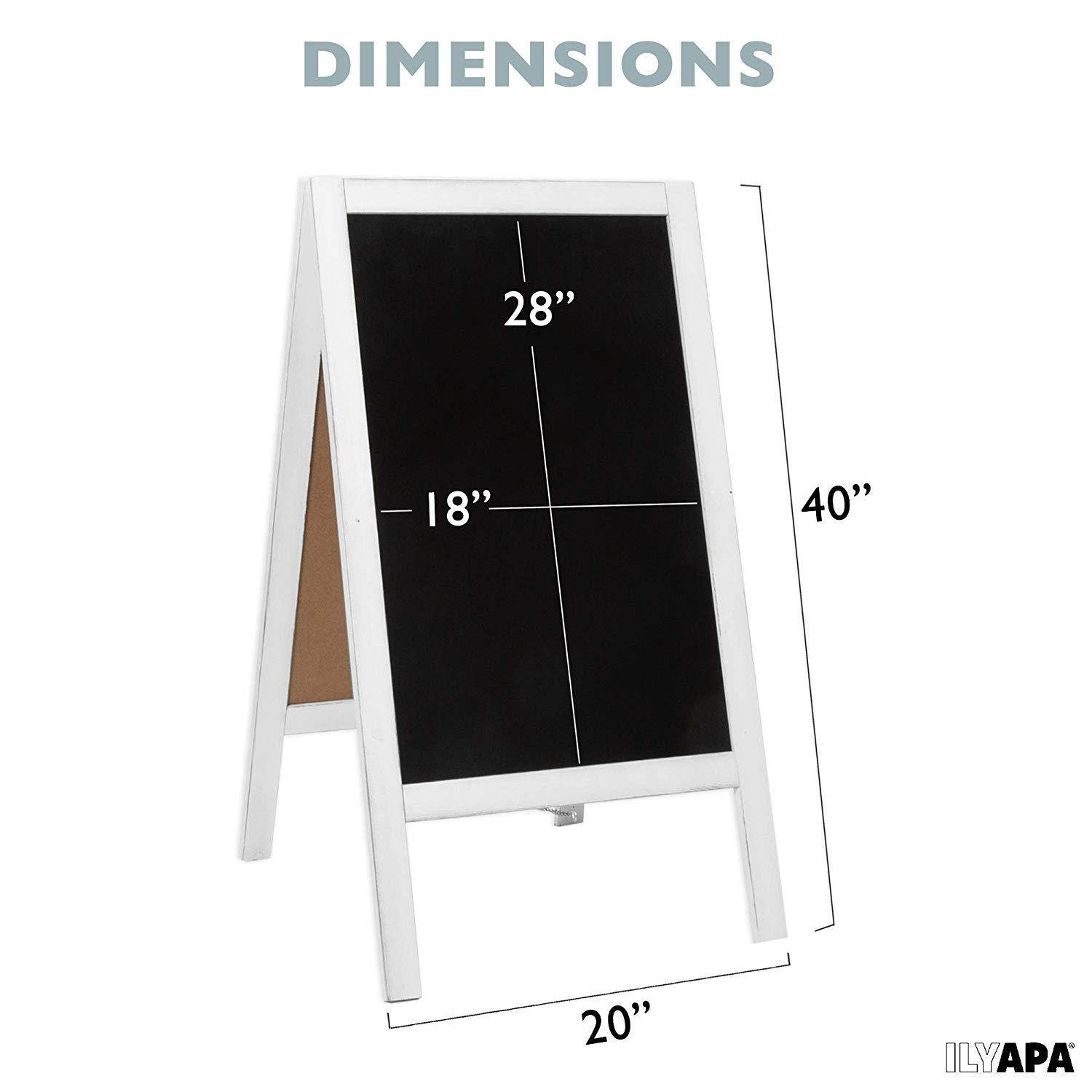 Wooden A-Frame Sign with Eraser & Chalk - 40" x 20" Magnetic Sidewalk Chalkboard &ndash; Sturdy Freestanding White Sandwich Board Menu Display for Restaurant, Business Or Wedding