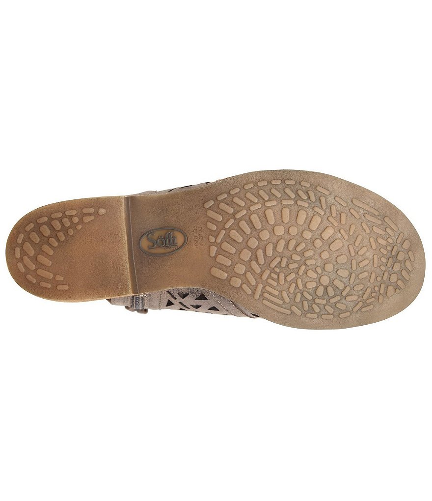 Sofft Nora Metallic Suede Ghillie Block Heel Sandals