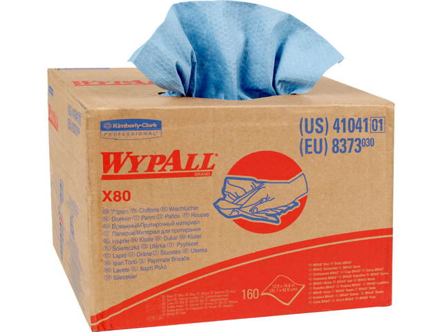 WypAll X80 Reusable Wipes (41041), Extended Use Cloths BRAG Box Format, Blue, 160 Sheets / Box; 1 Box / Case