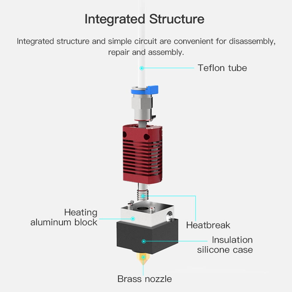 Original Creality Assembled Extruder Hotend Kit with 0.4mm Nozzle Aluminum Heating Block 100K Ohm Thermistor 24V Compatible with Creality Ender-3 V2 3D Printer