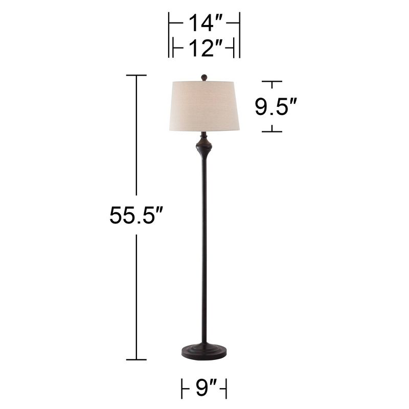 Barnes and Ivy Traditional Table Floor Lamps Set of 3 Dark Bronze White Tapered Drum Shade for Living Room Family Bedroom Bedside