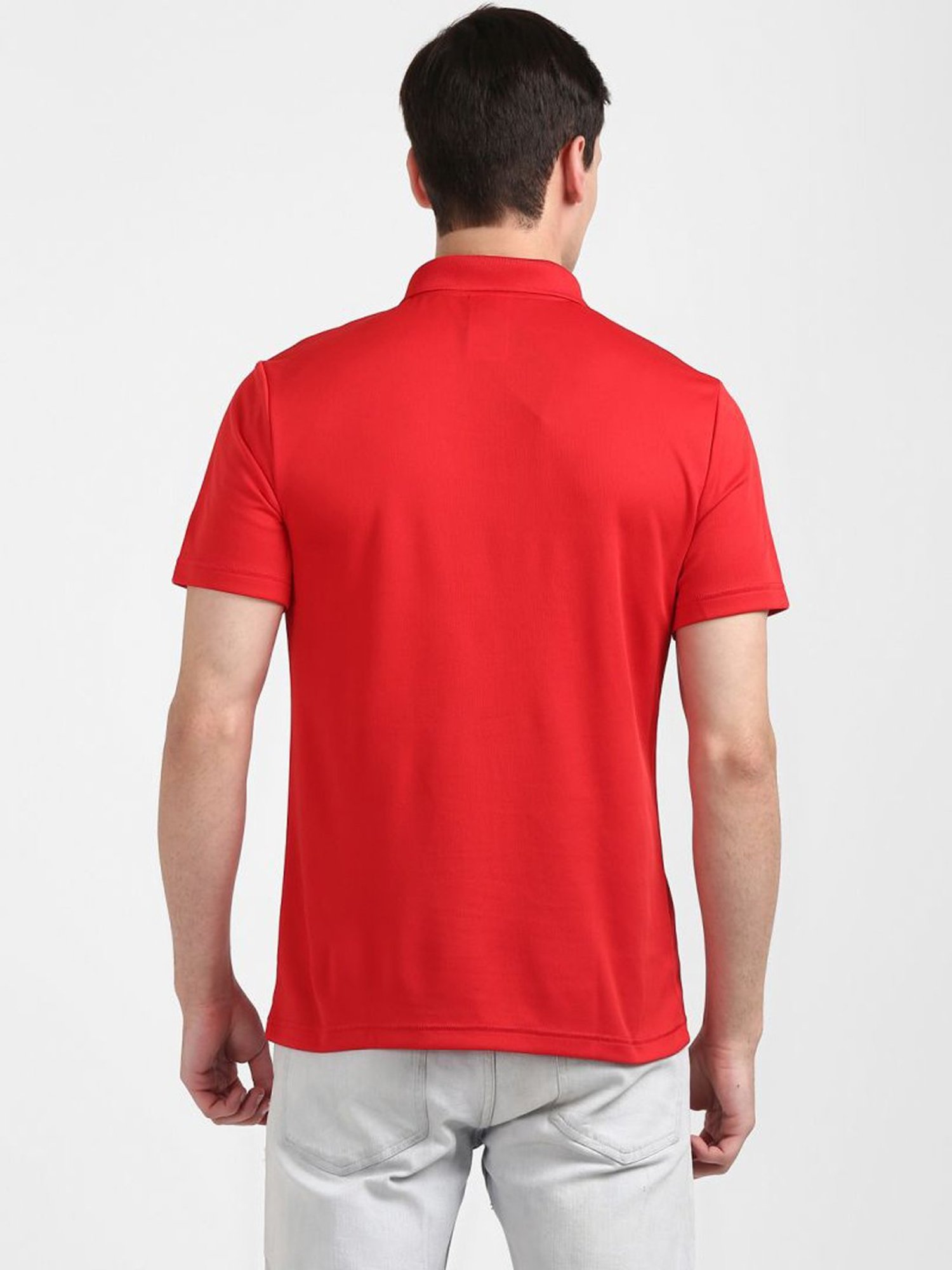 Reebok Red Cotton Regular Fit Polo T-Shirt