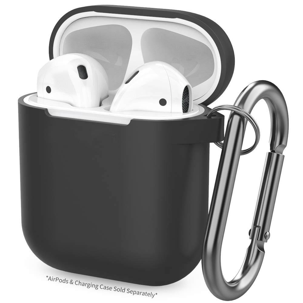 Case Cover for Airpods, Portable Shockproof Soft Silicone Protective Skin with Keychain Compatible with Apple AirPods 2 & 1, Premium Waterproof Airpods Accessories for AirPods Charging Case