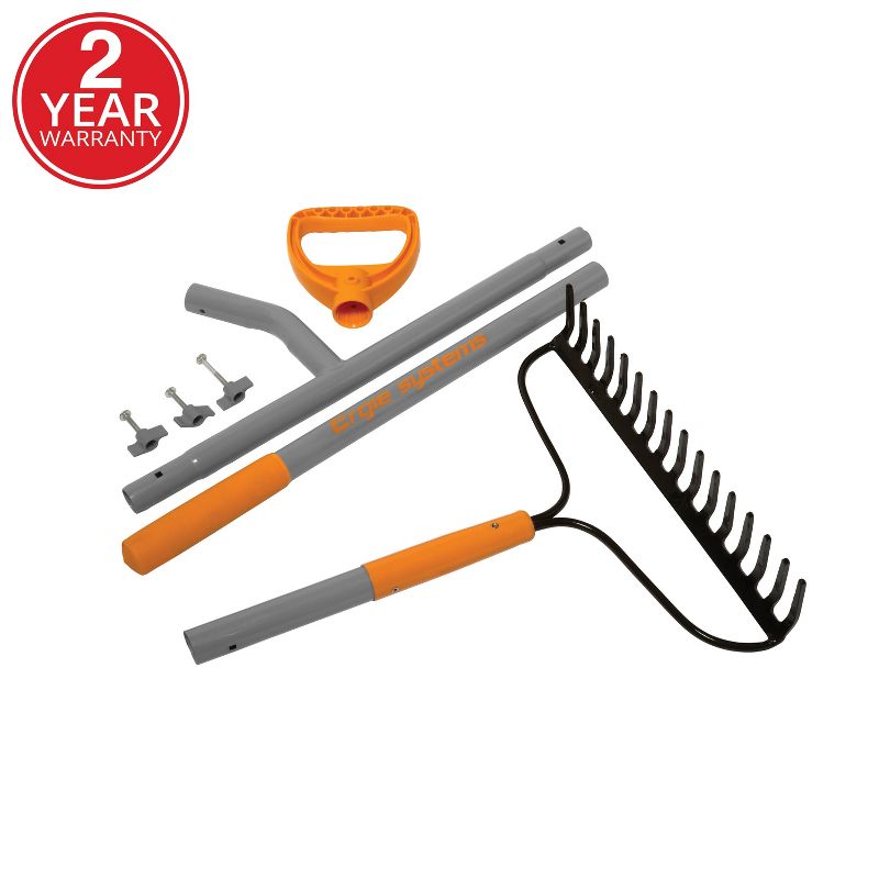 Ergie Systems ERG-BWRK16 Steel Shaft Strain Reducing Bow Rake | 55-Inch | 16-Tine