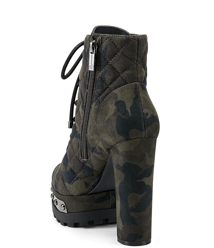 Jessica Simpson Irella4 Camo Print Quilted Studded Lug Sole Platform Hiker Booties