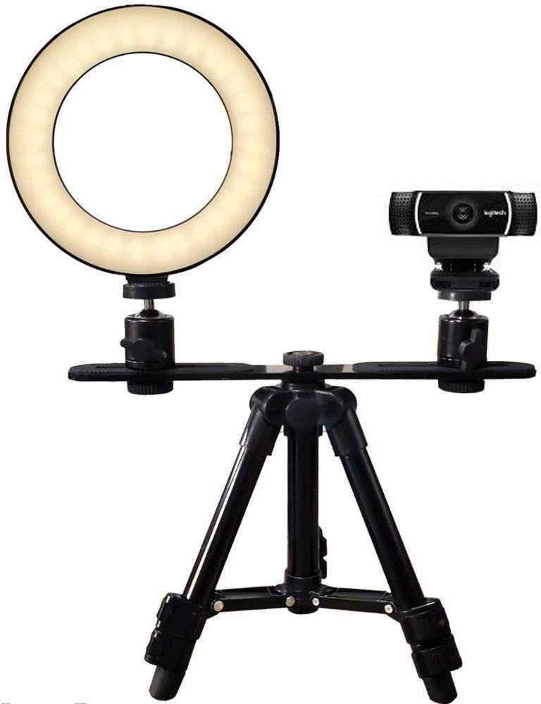 6" Ring Light Webcam Stand Phone Holder, Etubby LED Lamp Live Stream Camera Lighting [3-Mode, 10-Level] 17-52cm Tripod for Cellphones, Logitech Webcam C922 C930e C930 C920 C615, Lightweight Camera