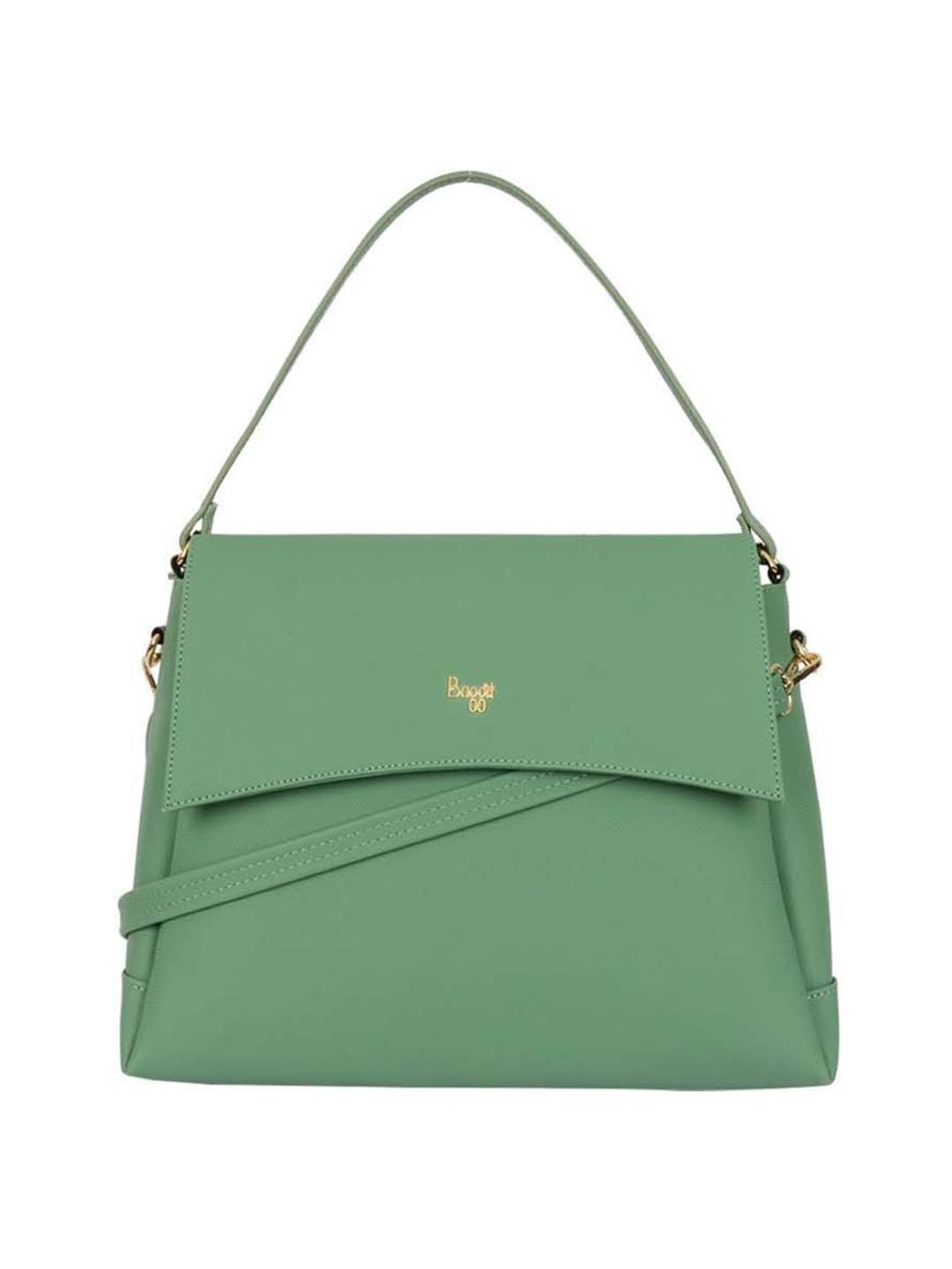 Baggit Green Solid Medium Satchel Handbag