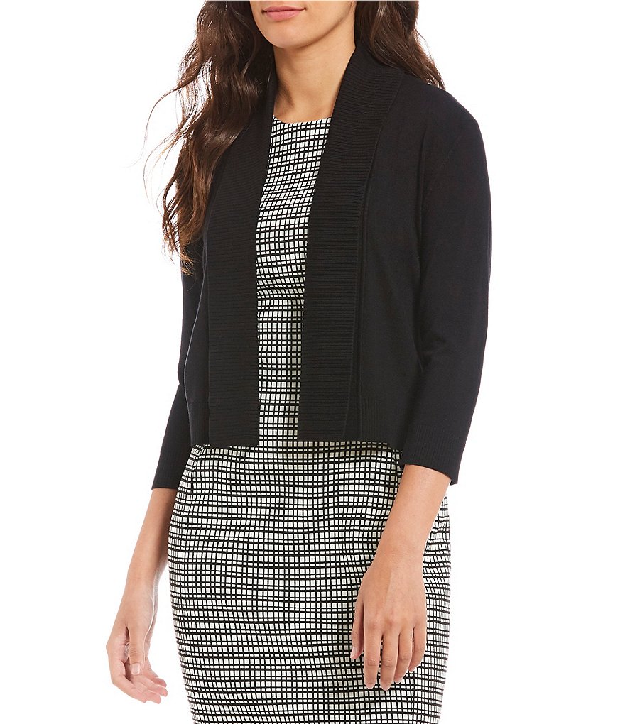 Alex Marie Rosa 3/4 Sleeve Button Front Round Neck Cardigan