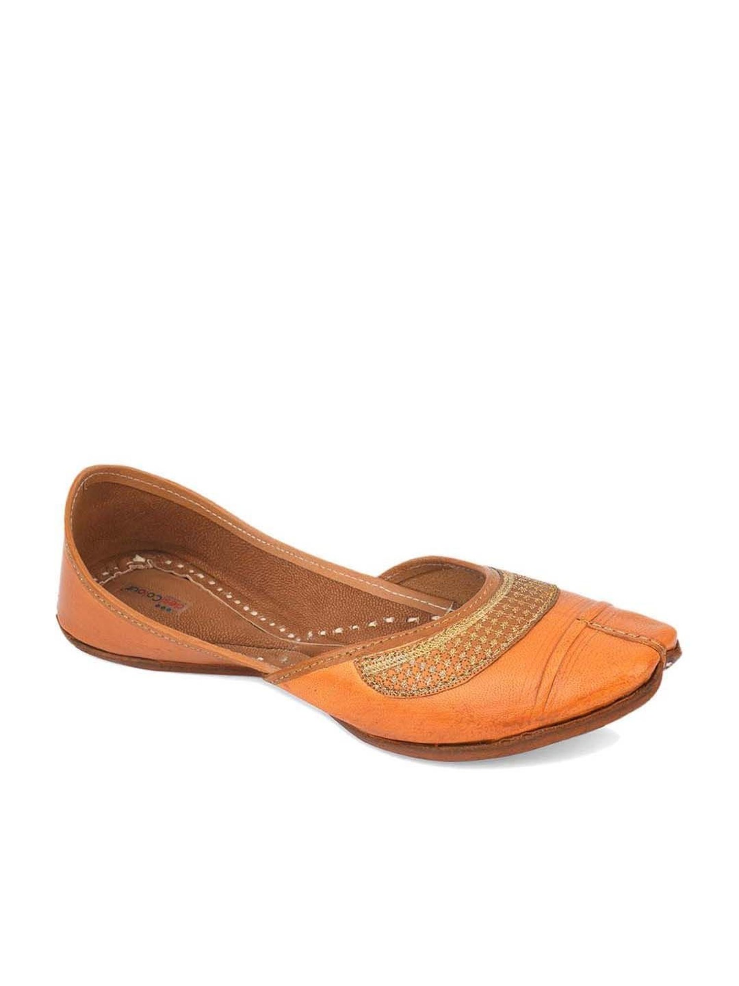 Desi Colour Women's Orange Ethnic Juttis
