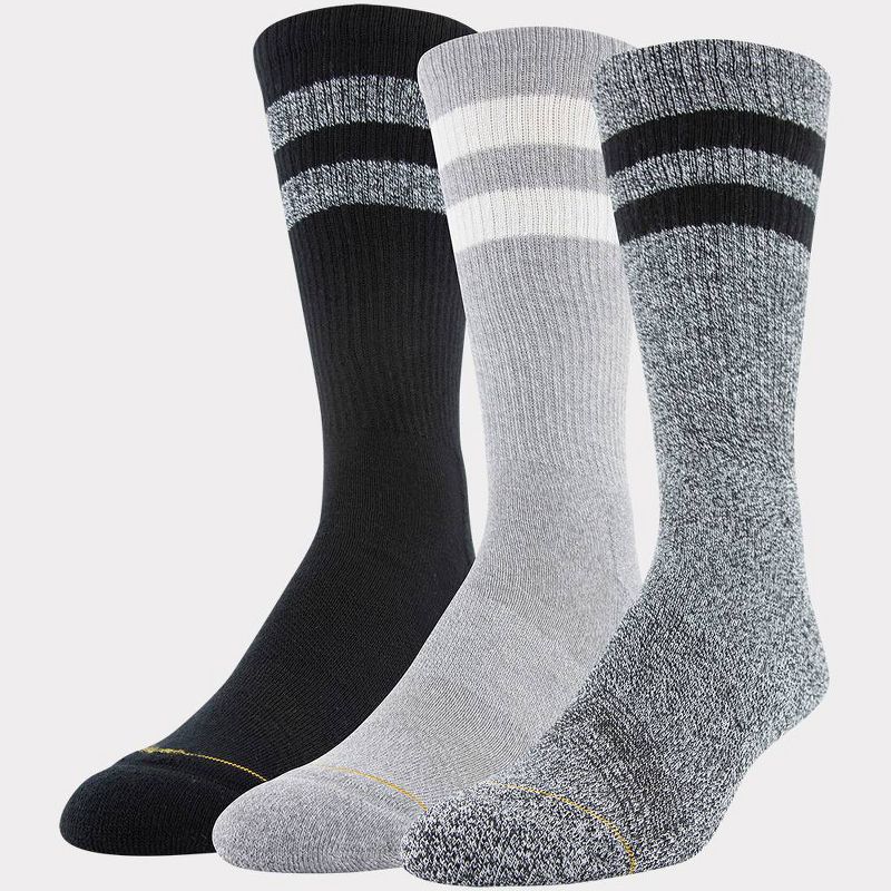 Signature Gold by GOLDTOE Men's 3pk Casual GT Double Stripe Crew Socks - 6-12.5