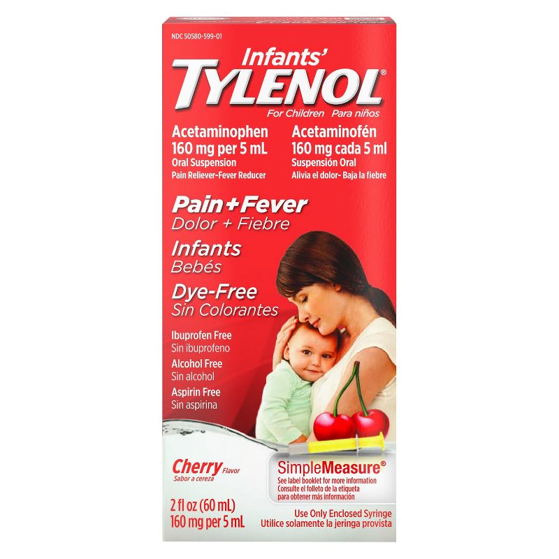 Infants' Tylenol Pain & Fever Reducer Liquid - Acetaminophen - Dye-Free Cherry - 2 fl oz