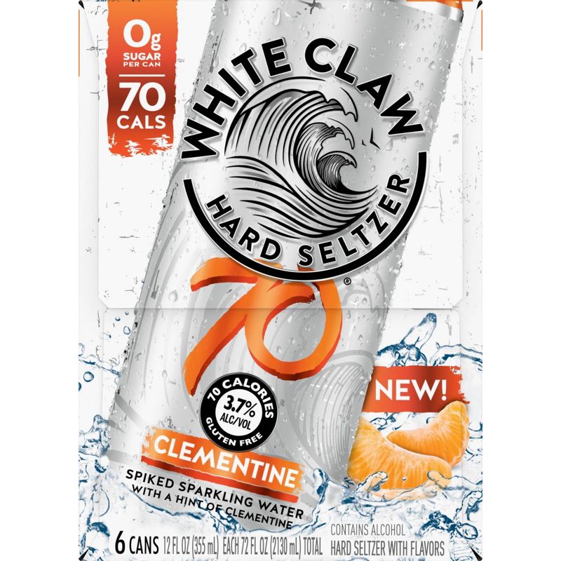 White Claw 70 Clementine Hard Seltzer - 6pk/12 fl oz Slim Cans