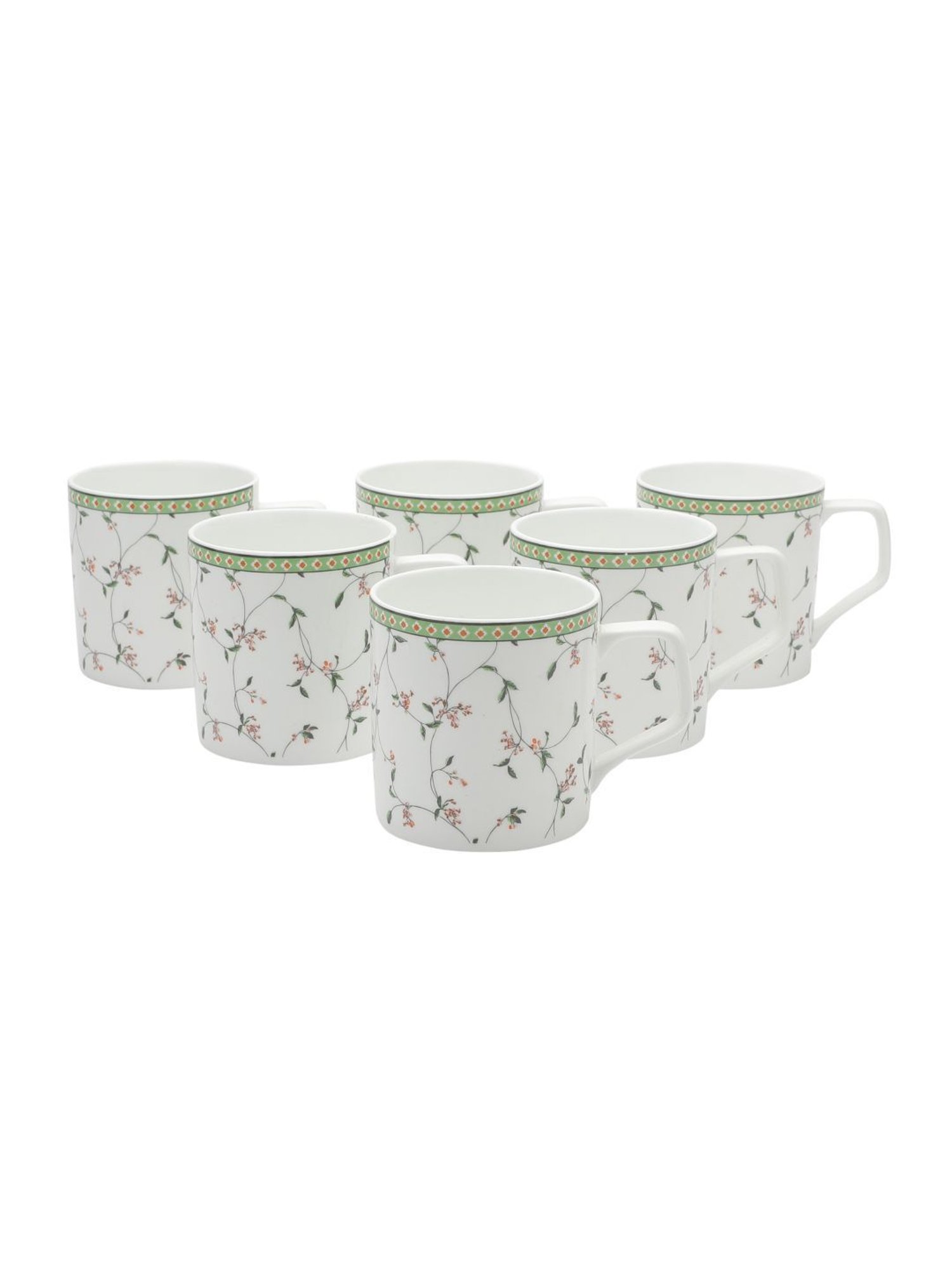 JCPL White Ceramic Milk & Coffee Mug (0.22L) - Set of 6