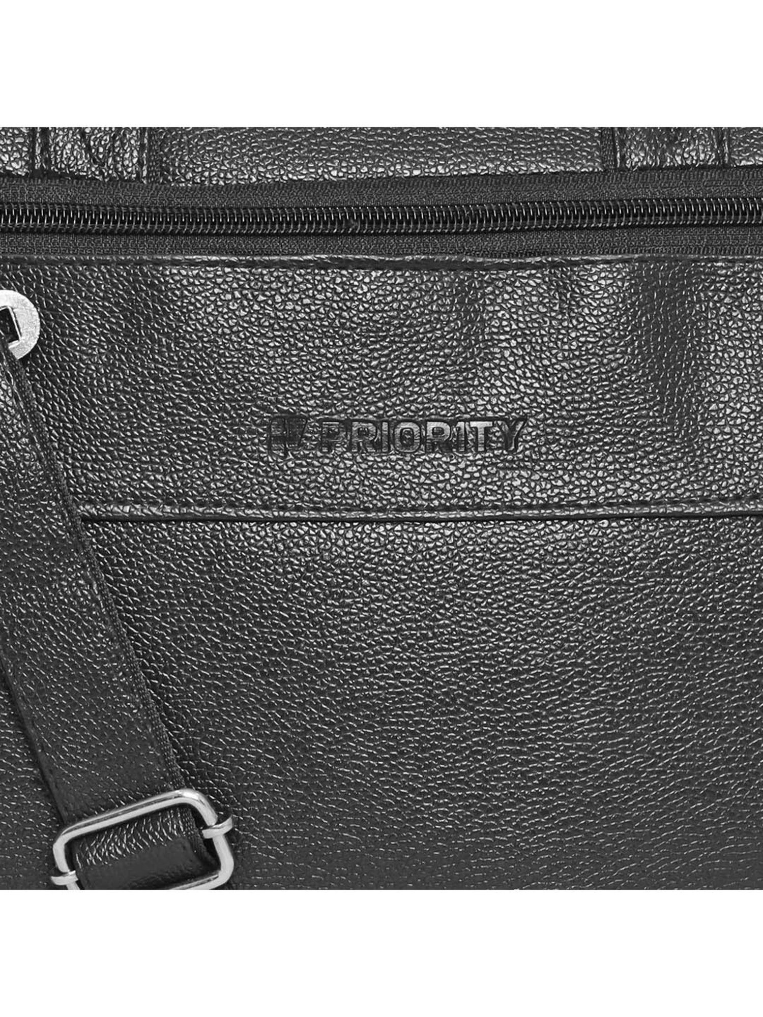 Priority Black Synthetic Large Messenger Bag
