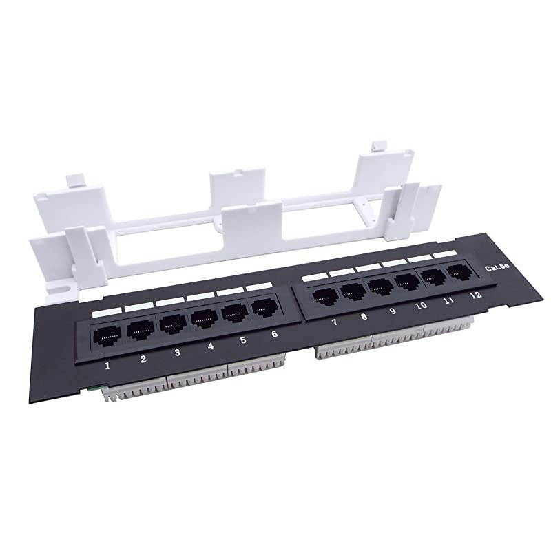 12 Port Vertical Cat5e 110 RJ45 Patch Panel 568A 568B with Bracket