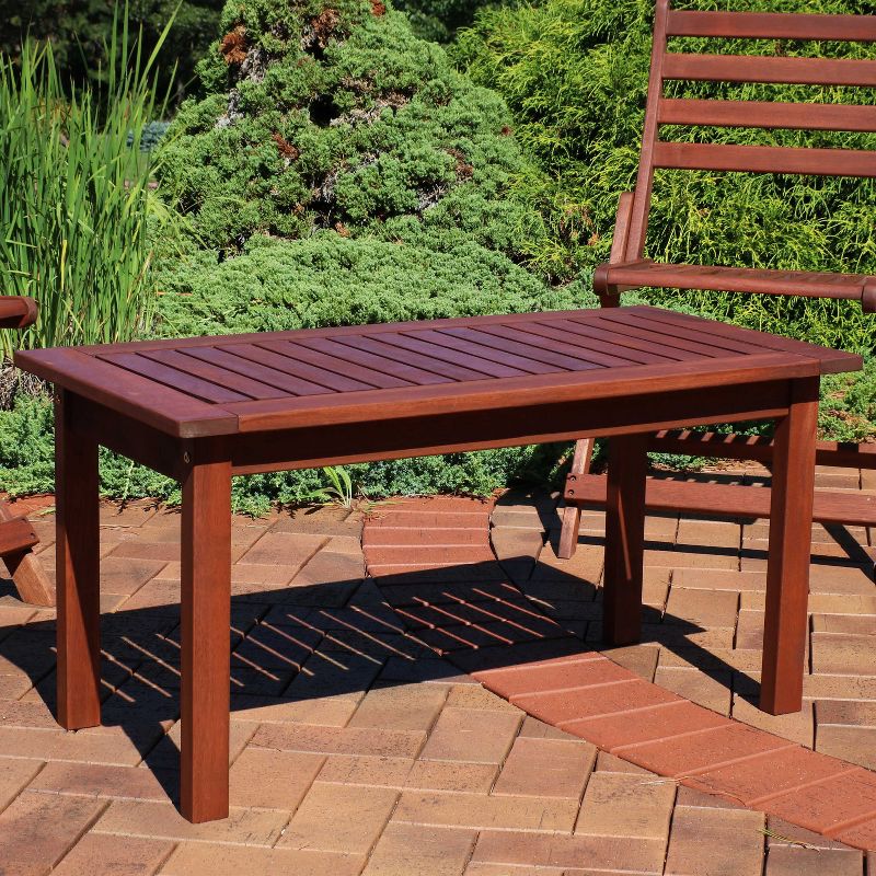 Sunnydaze Outdoor Meranti Wood with Teak Oil Finish Modern Rectangular Patio Dining Table - 35" - Brown