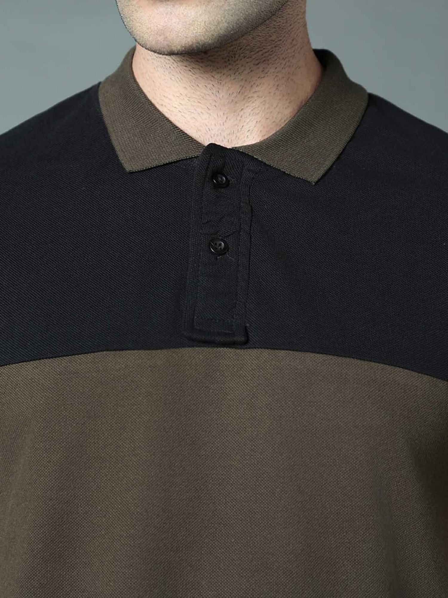 High Star Black & Olive Regular Fit Polo T-Shirt