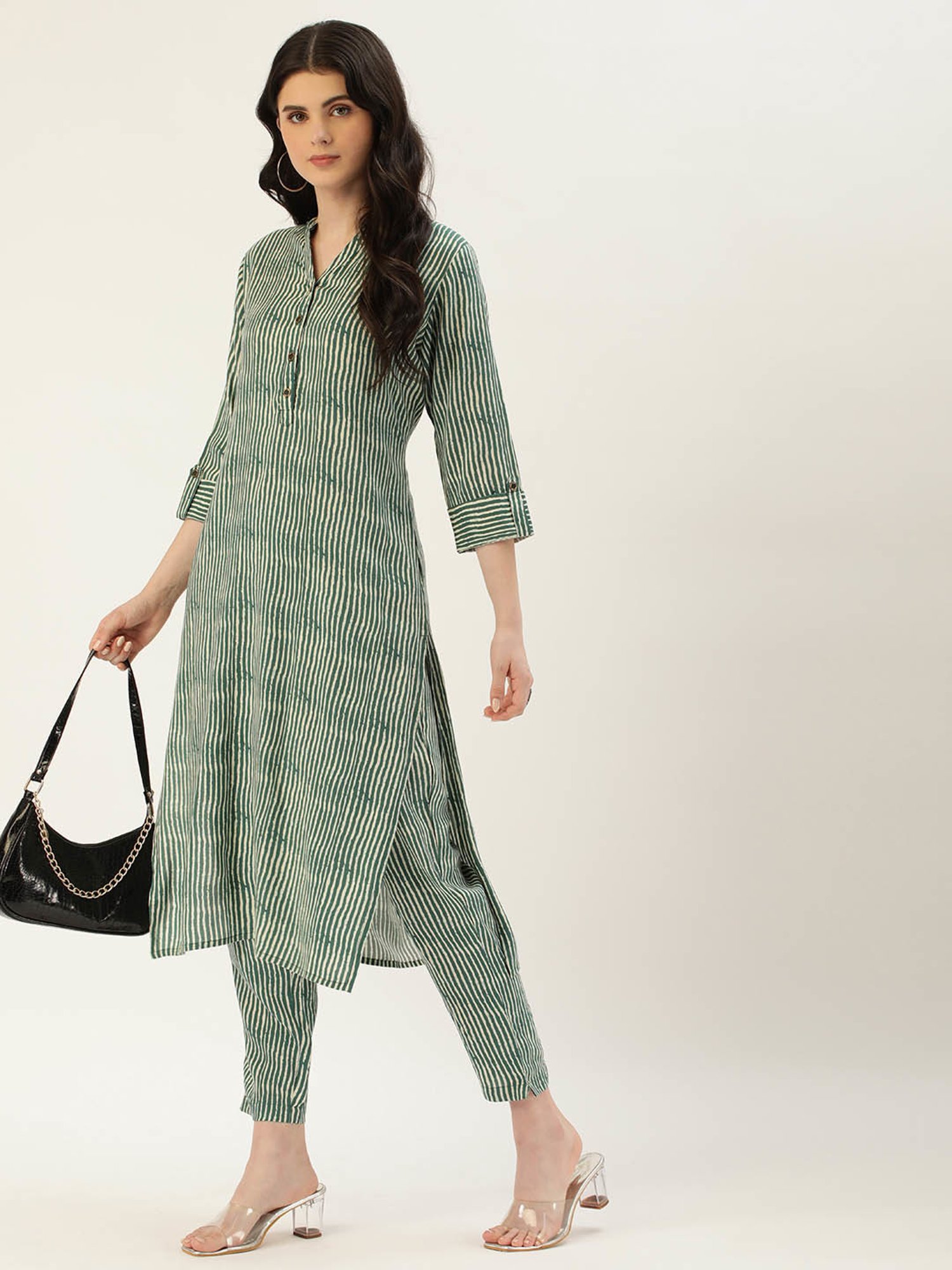 Amukti Green Striped Pants