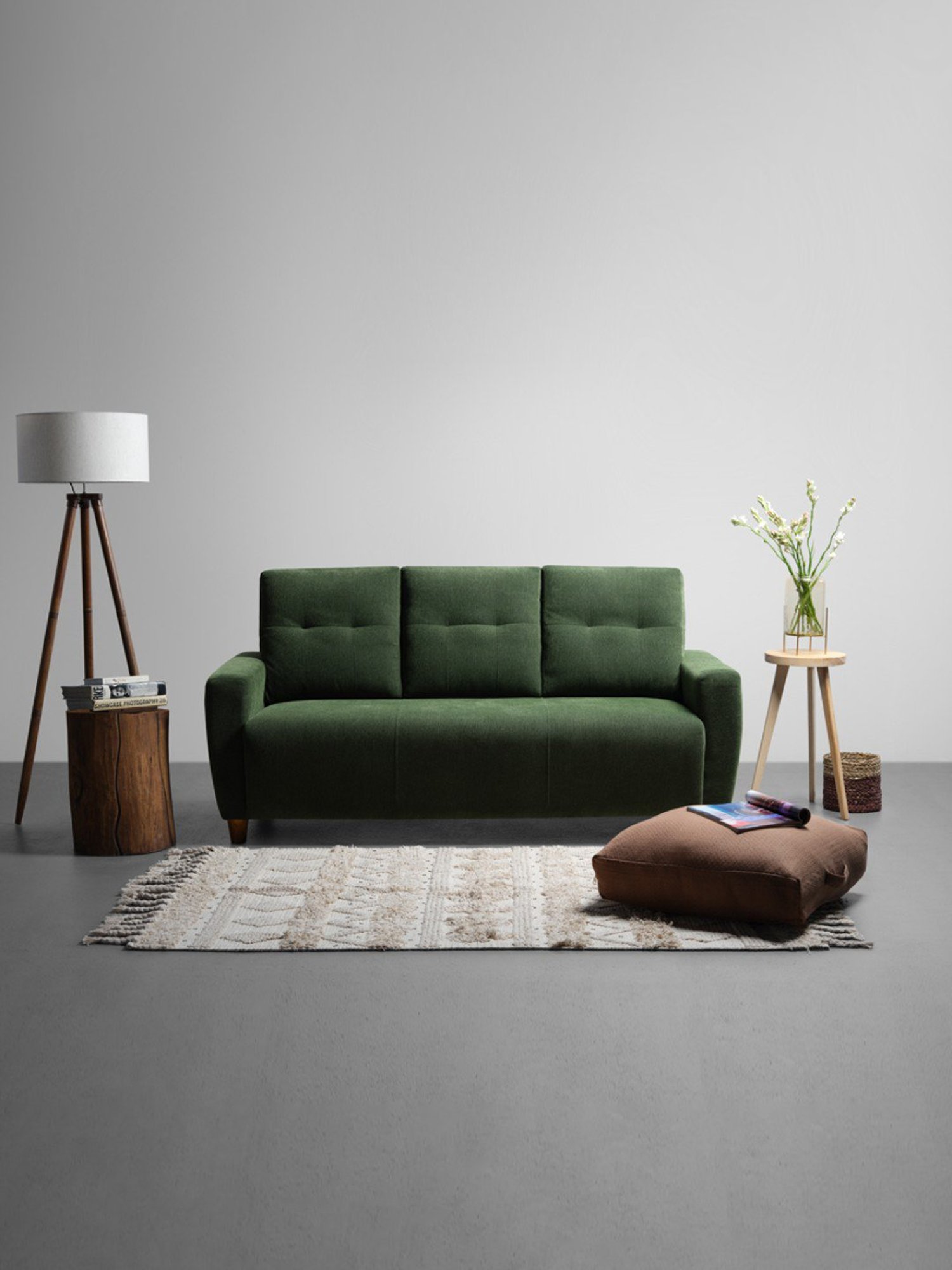 Sleepyhead Yolo Avocado Green Fabric 3 Seater Sofa