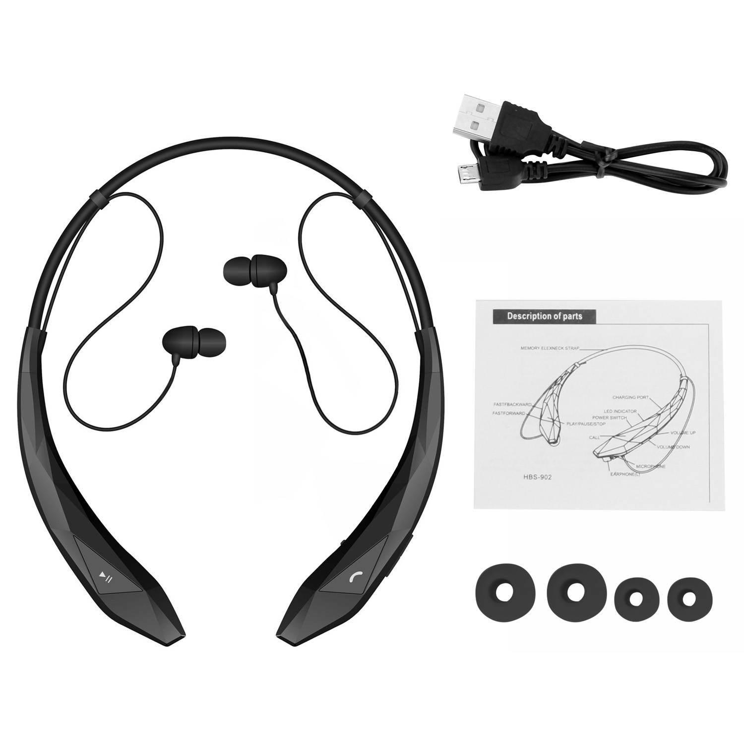 Bluetooth Wireless Headset Stereo Headphone Earphone Handsfree for Sports-Universal