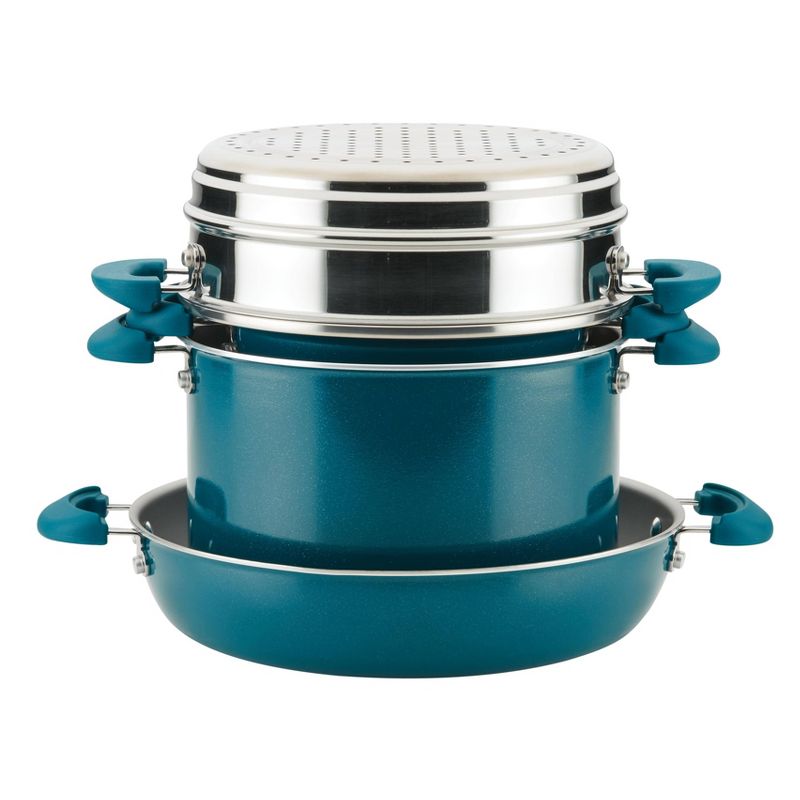 Rachael Ray Create Delicious 8pc Aluminum Nonstick Cookware Stacking Set Teal