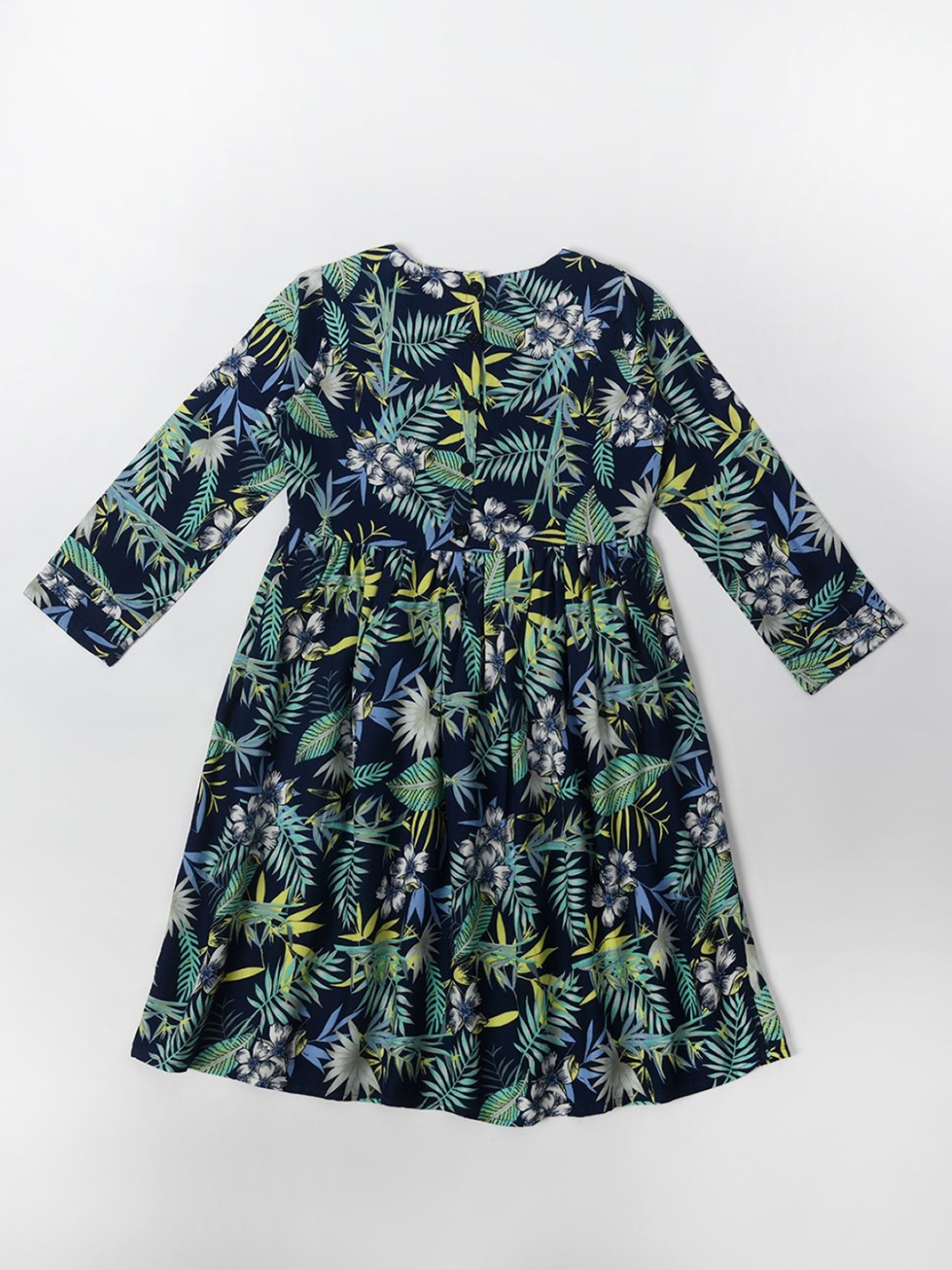Bella Moda Kids Navy Printed Full Sleeves Fit & Flare Dress