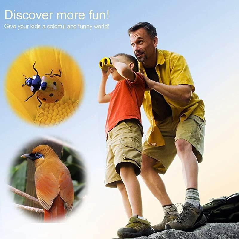 Toys for 4-5 Year Old Boys,  8 X 21 Kids Binoculars for Children,Compact Telescope Boys Gifts 4-8 Years Old to Bird Watching &Scenery(Yellow)