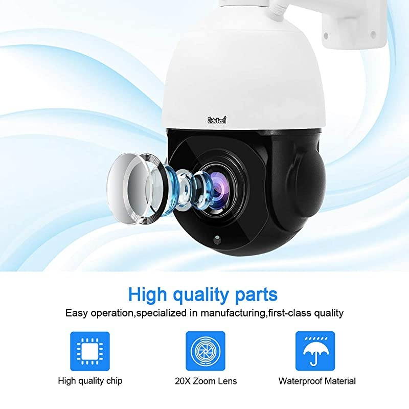 PTZ WiFi Security Camera Outdoor, 20x Zoom Smart Surveillance IP Camera, 1000ft View Distance/SDM Array IR Night Vision/Detection Alarm / 2-Way Audio/SD Card Slot/ONVIF/ IP66 Waterproof