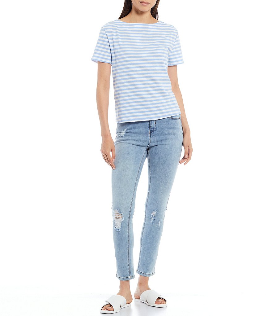 A Loves A Bateau Neck Short Sleeve Stripe Tee