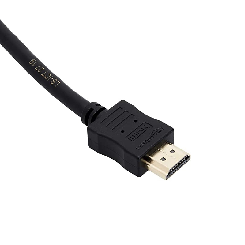 Basics 90-Degree Angle Elbow High Speed 1.4B HDMI Cable - Supports Ethernet, Full HD 3D, 4K HDR and ARC (4K@60Hz, 18Gbps) - 6 Foot, Black