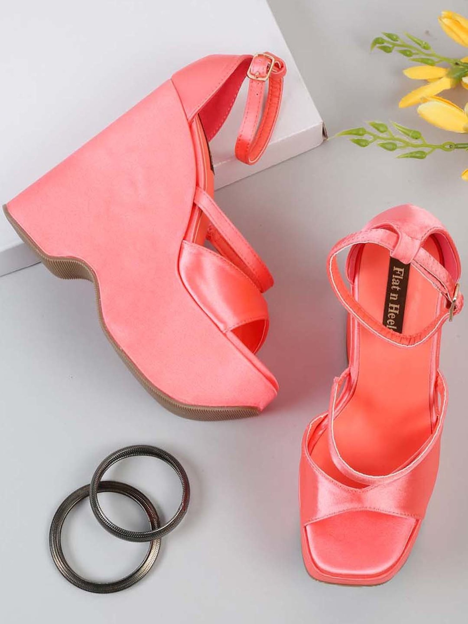 Flat N Heels Women's Fuchsia Ankle Strap Sandals