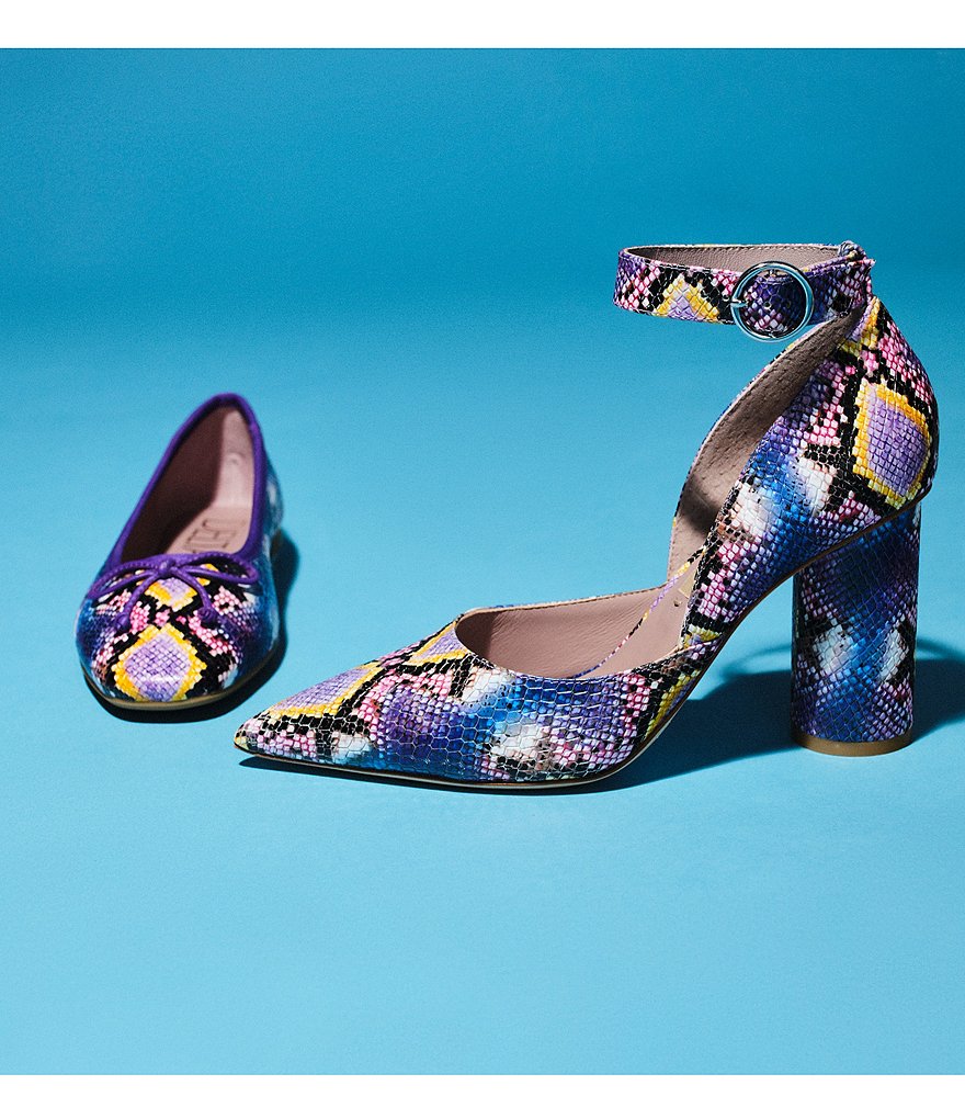 Deltan Quinn Snake Print Square Toe Ballet Flats