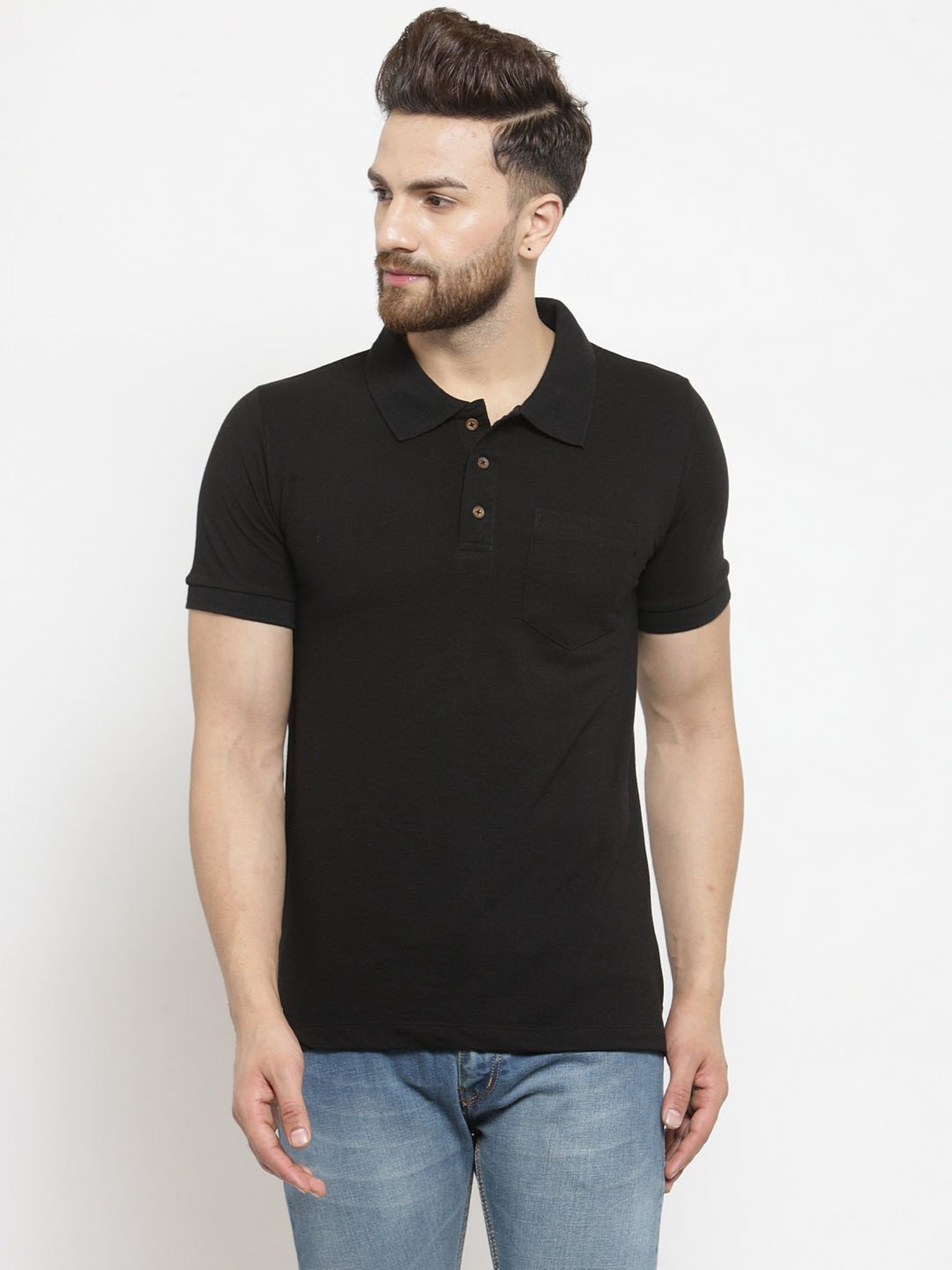 Kalt Black Regular Fit  Polo T-Shirt
