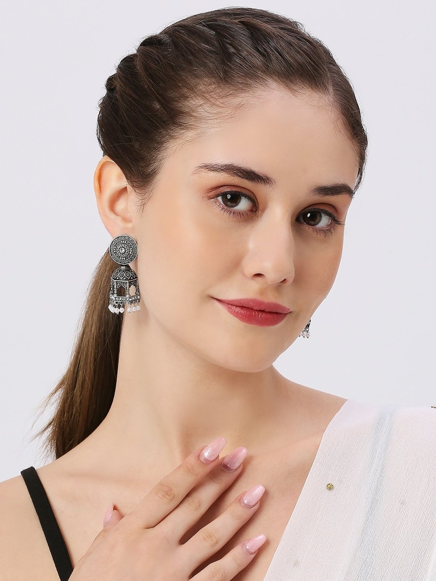 Oomph Jewellery Oxidized Silver Look Alike Dangler Earrings