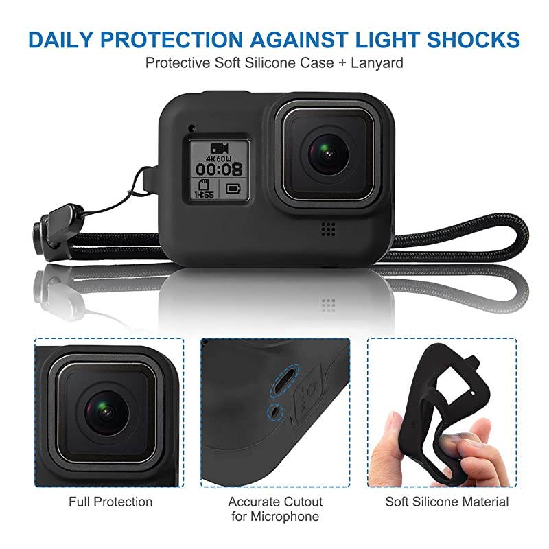 Accessories Kit for GoPro Hero 8 Black Bundle Includes Waterproof Housing + Tempered Glass Screen Protector + Carrying Case + Sleeve Case + Snorkel Filters + AntiFog Inserts for Go Pro Hero8