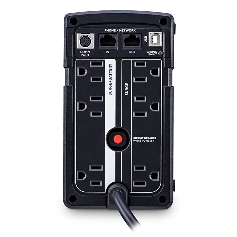 RT650 UPS System, 650VA/400W, 6 Outlets, Mini-Tower, 5-Year Warranty black