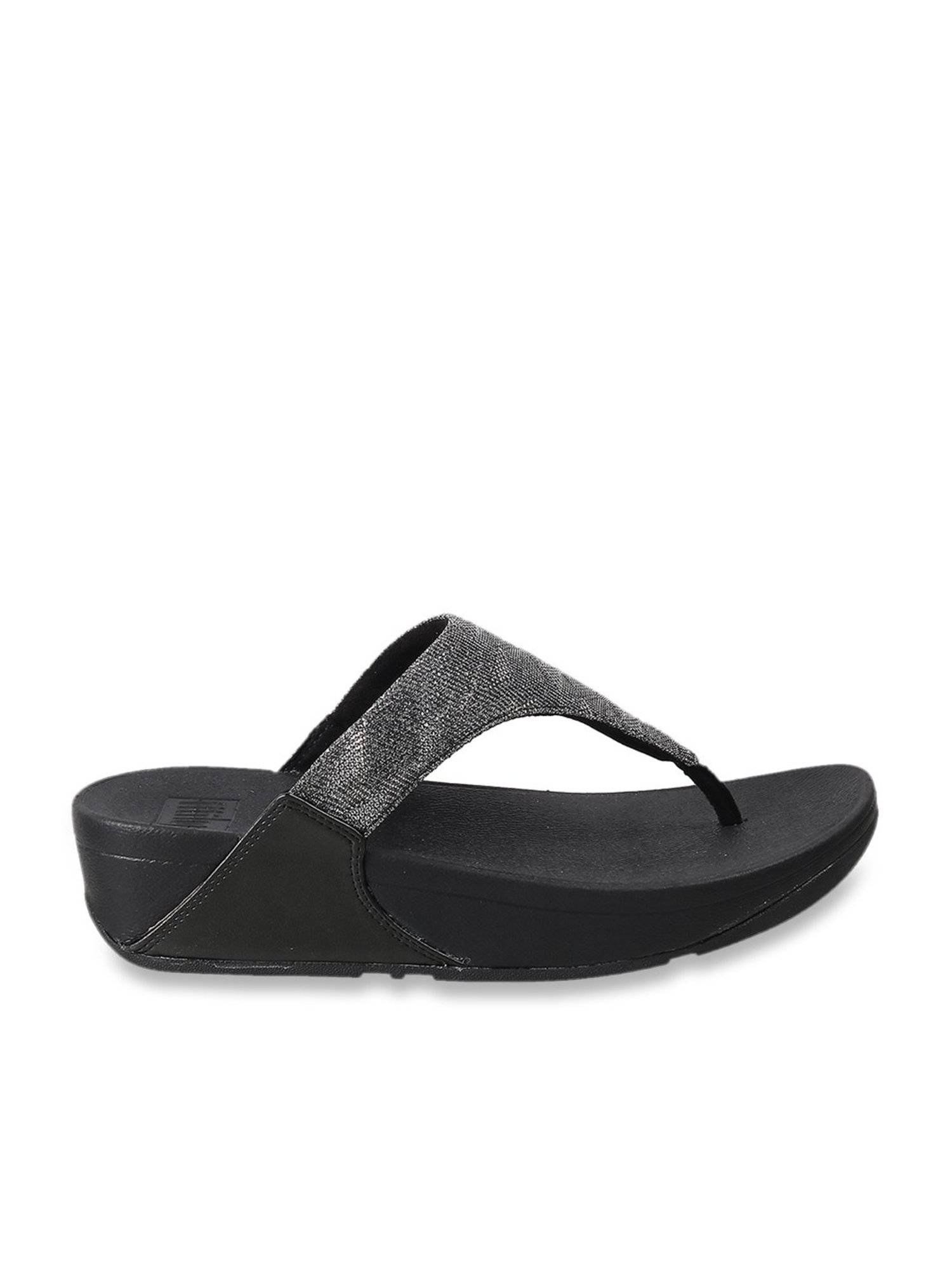 FitFlop Women's Black Thong Wedges