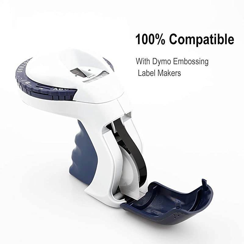 Compatible Label Tape Replacement for Dymo Embossing Tape 38 Inch 3D Plastic Labels 1741670 White on Black for Organizer Xpress Pro 12965 DYM12966 Office Mate II 5Pack