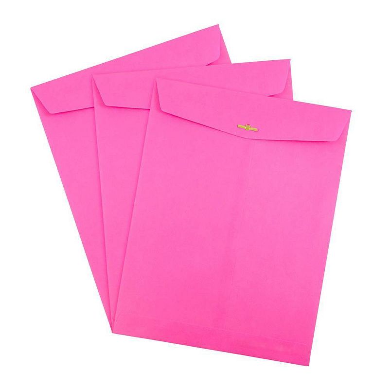 JAM Paper 12pk 10 x 13 Open End Catalog Envelopes with Clasp Closure - Hot Pink