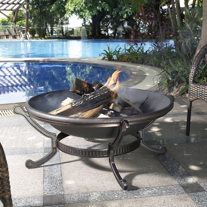 DeckMate 30371 Avondale Outdoor Backyard Patio Portable Steel Fire Bowl Fire Pit, Antiqued Copper Finish