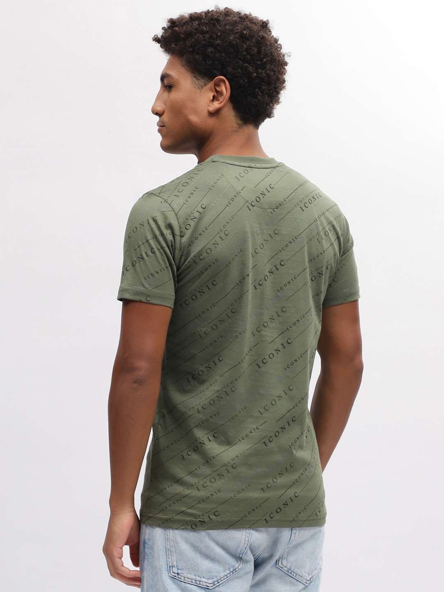 Iconic Men Printed Regular Fit Cotton T-shirt
