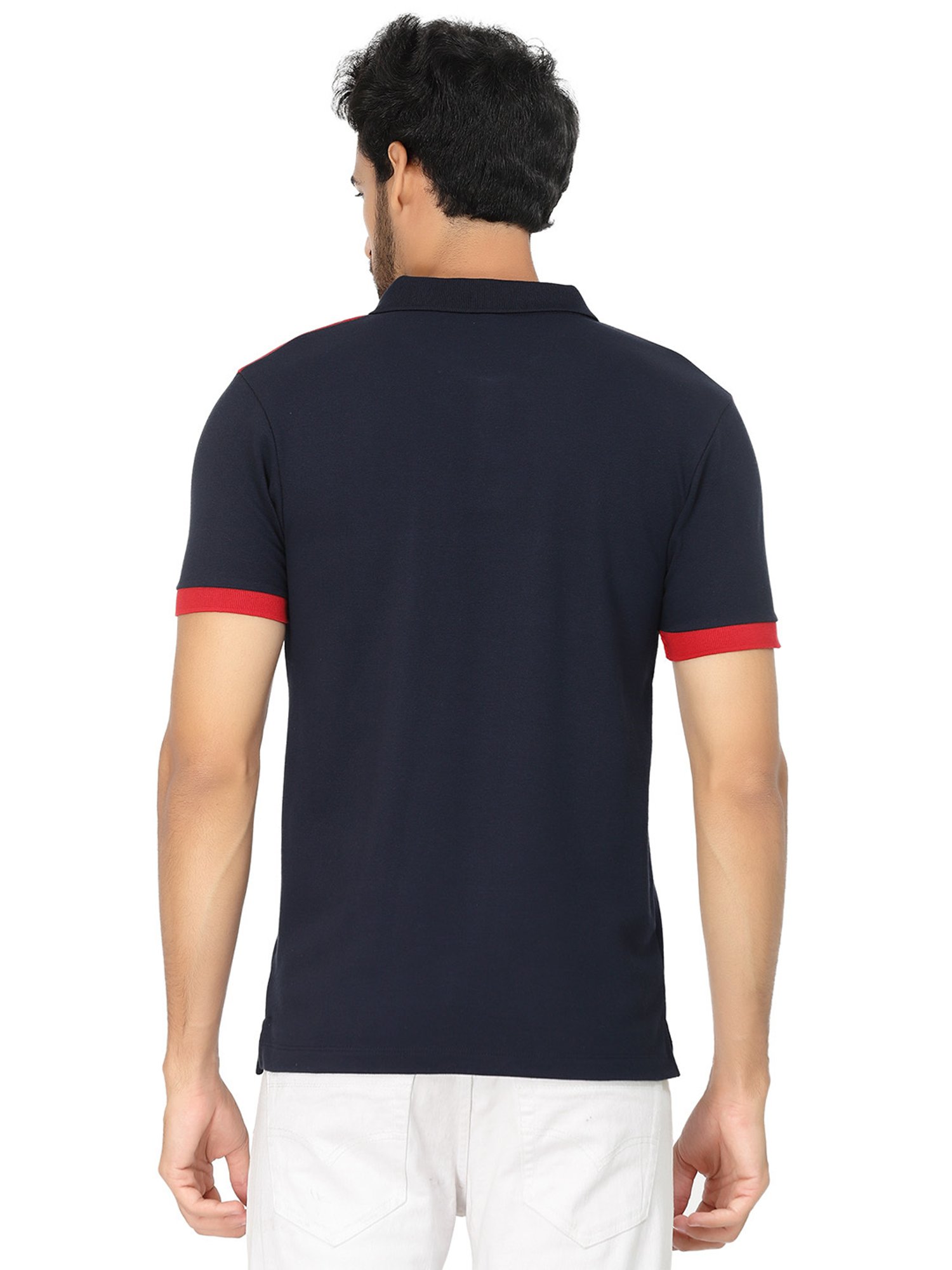 Kalt Navy & Dark Grey Regular Fit Polo T-Shirt