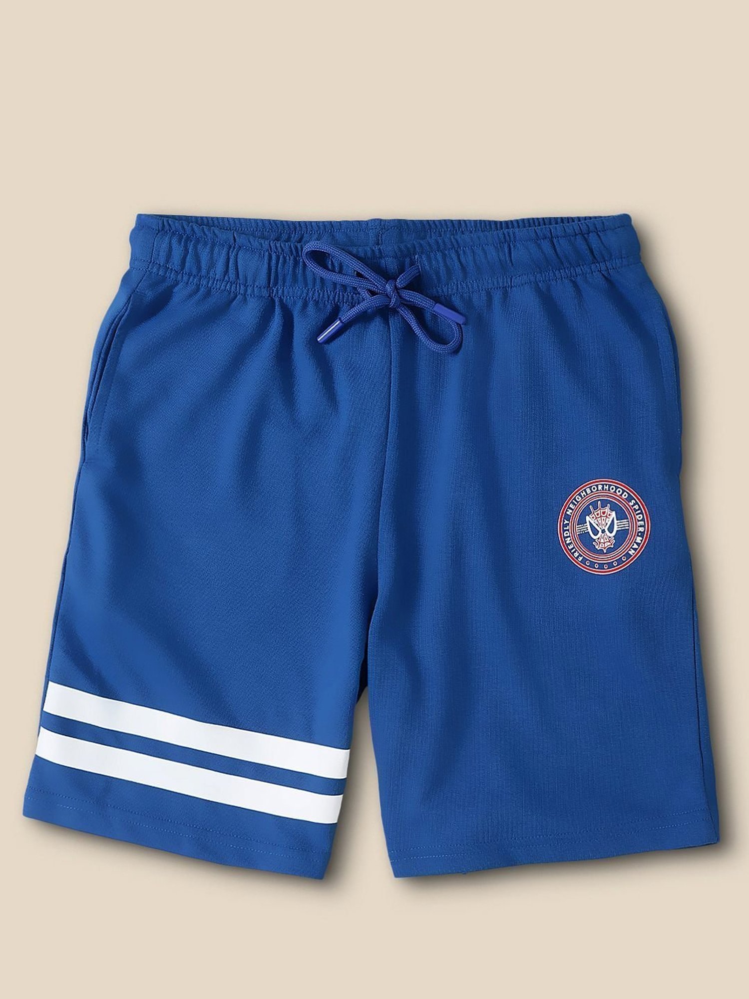 Kidsville Blue & White Printed Spiderman Shorts