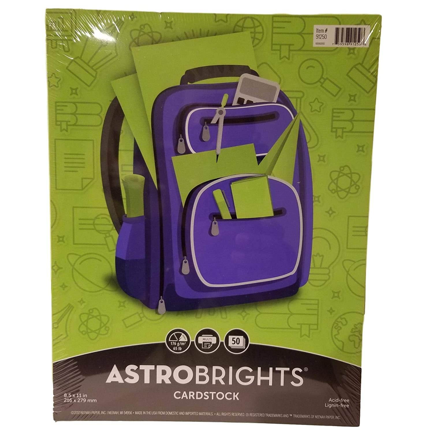 Astrobrights Card Stock 8.5 x 11 in. 50 Sheets, 65lb, Martian Green