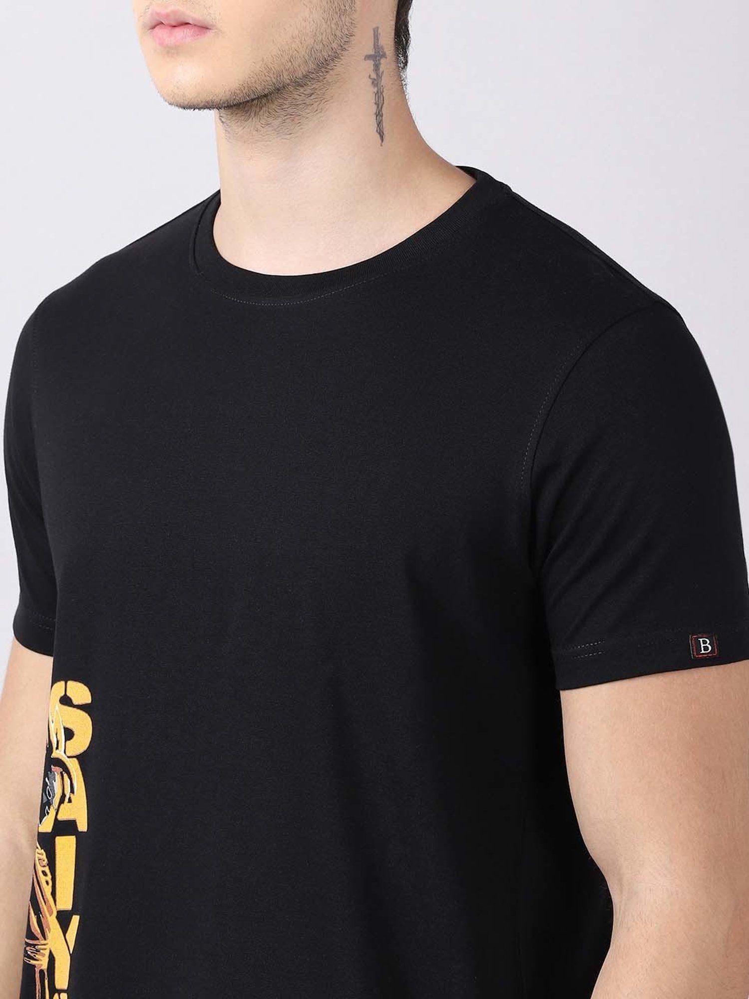 Bushirt Black Cotton Crew T-Shirt
